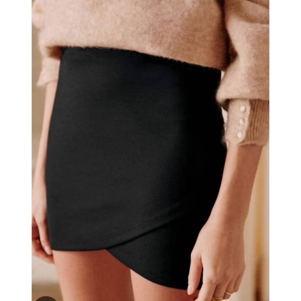 Sezane Calvi Skirt in Black viscose sz XXL